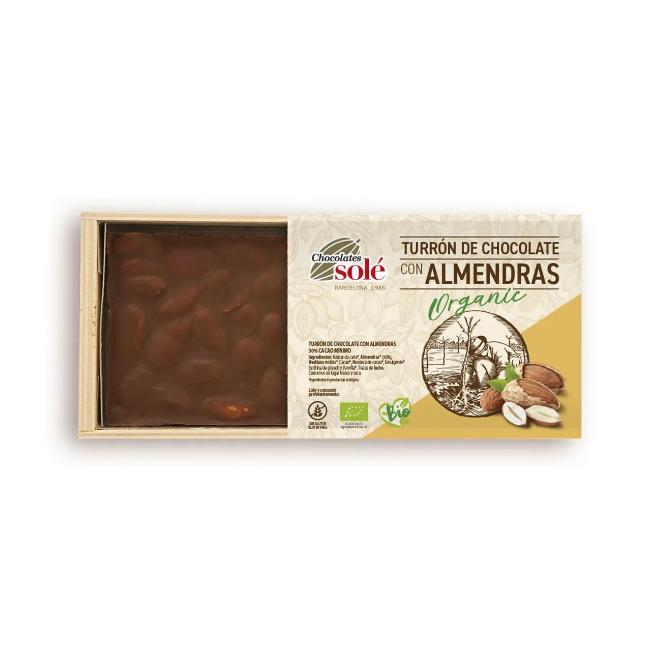 Bio csokoládés nugát mandulával 200g