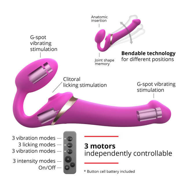 STRAP-ON-ME M - PÁNT NÉLKÜLI FELCSATOLHATÓ, LÉGHULLÁMOS VIBRÁTOR - KÖZEPES (PINK)