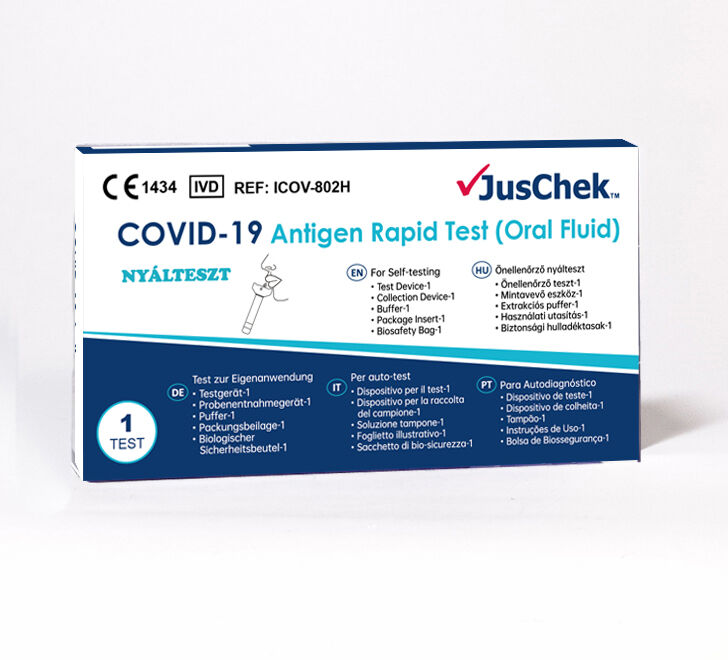 Jutavit JusChek COVID-19 Antigen Önellenőrző Gyorsteszt (Nyálteszt)