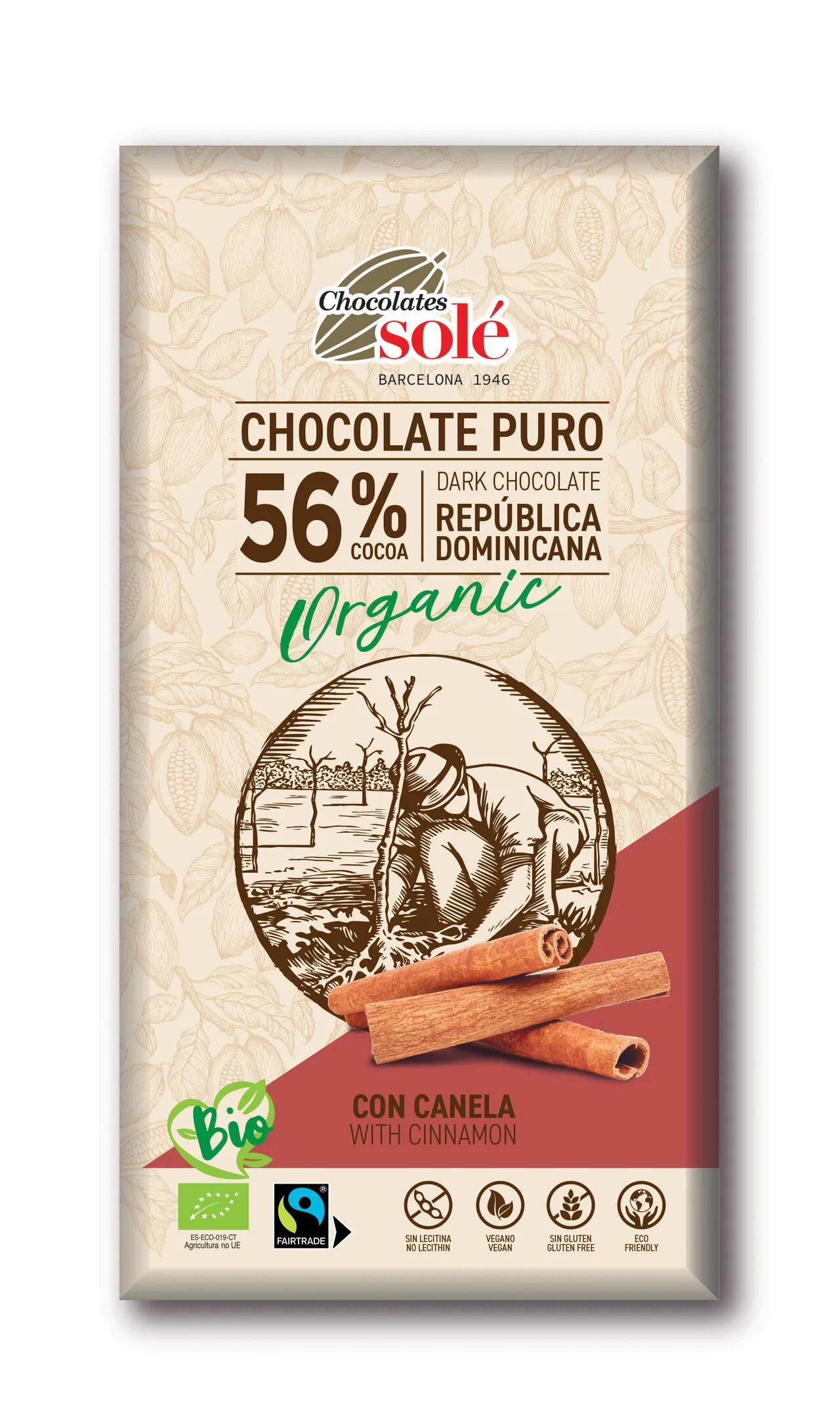 56% bio étcsokoládé fahéjjal 100g