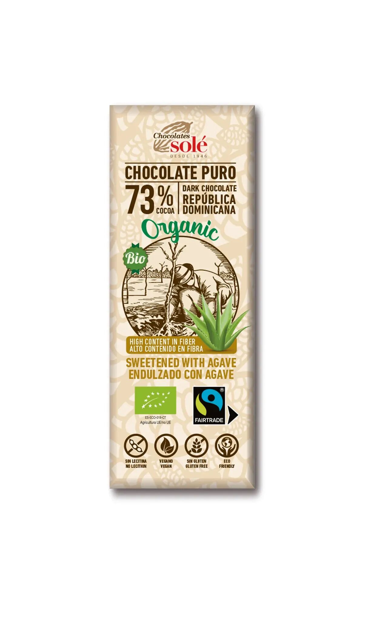 73% bio cukormentes étcsokoládé agave sziruppal édesítve 25g