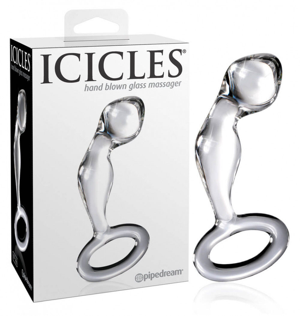 ICICLES NO. 46 - MAKKOS ÜVEG DILDÓ FOGÓGYŰRŰVEL