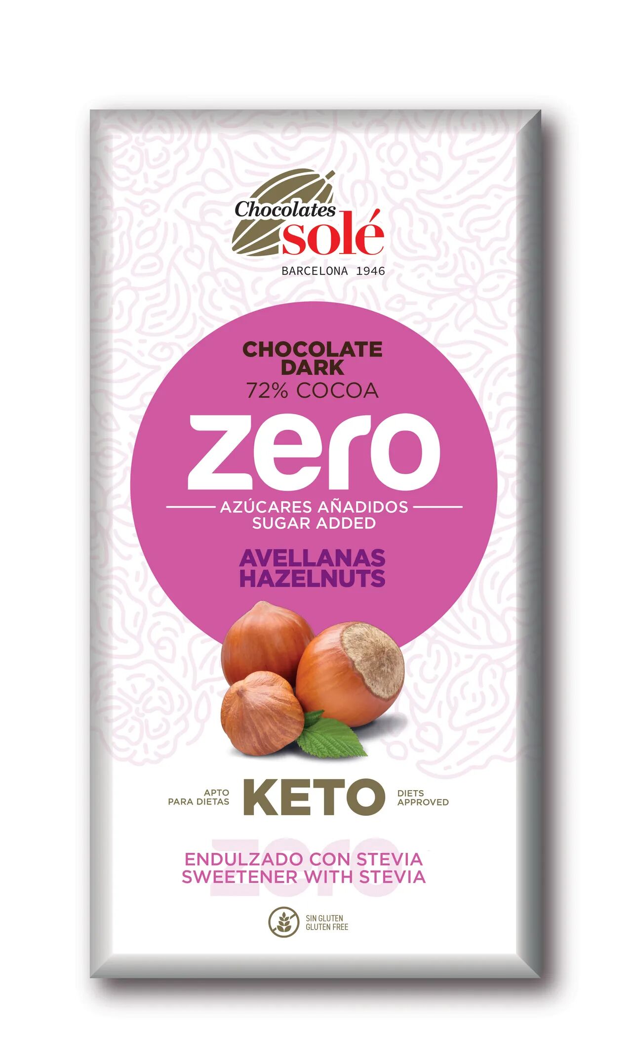 Egész mogyorós cukormentes étcsokoládé 72% kakaóval 100g