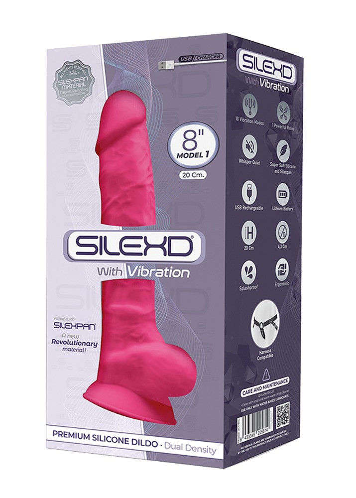 SILEXD 8 - ALAKÍTHATÓ, TAPADÓTALPAS, HERÉS VIBRÁTOR - 20CM (PINK)