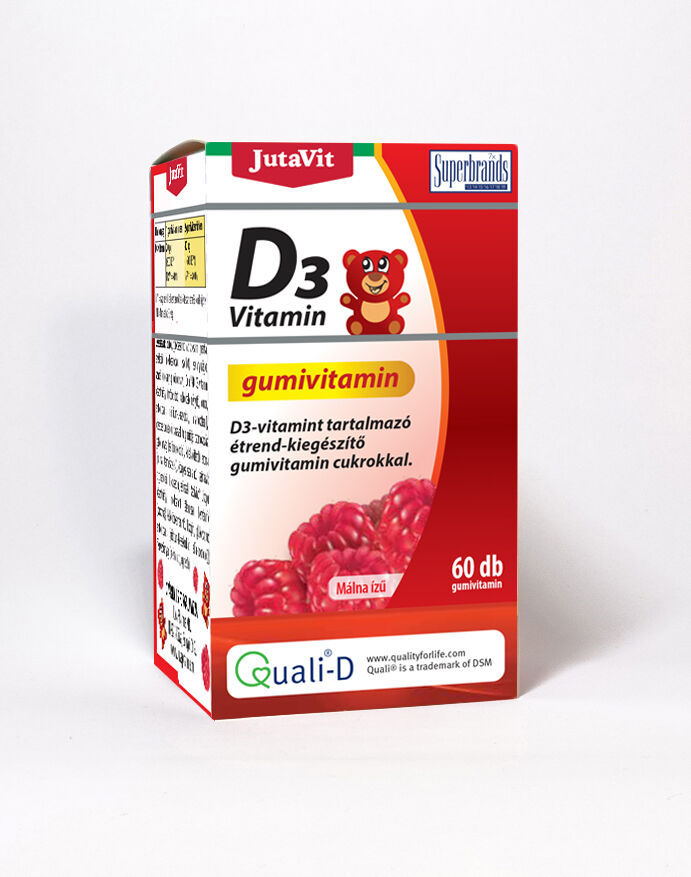 JutaVit D3-vitamin Gumivitamin málna ízű, 60db