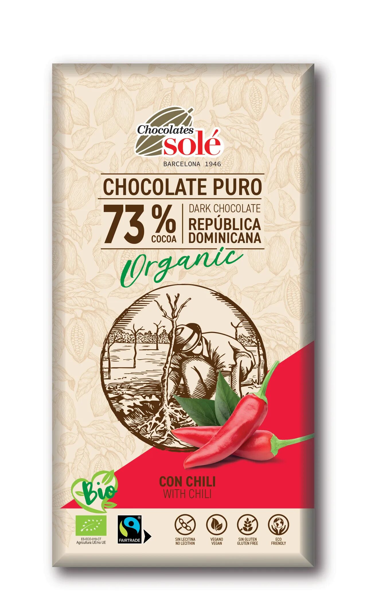 73% bio étcsokoládé chilivel 100g