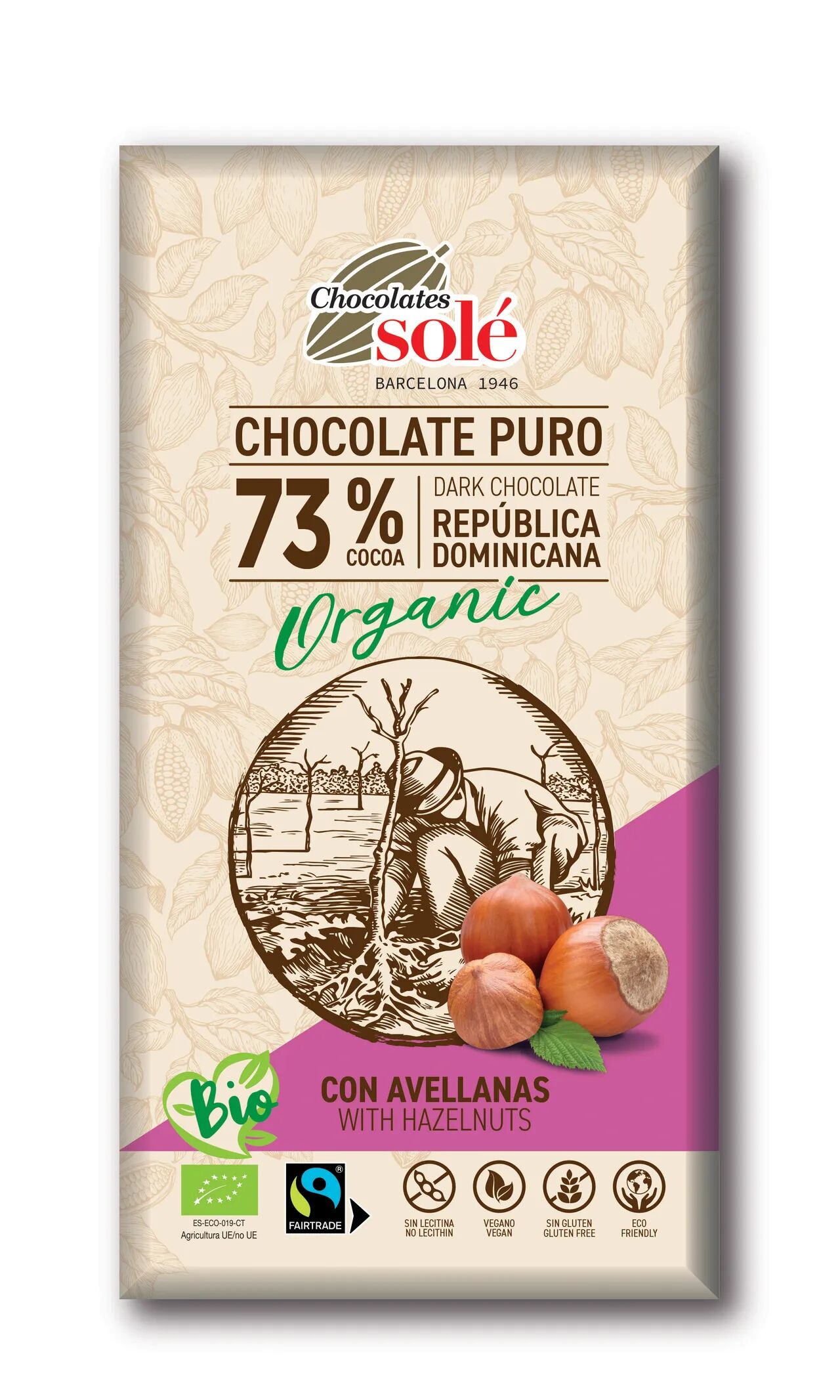 73% bio étcsokoládé mogyoróval 150g