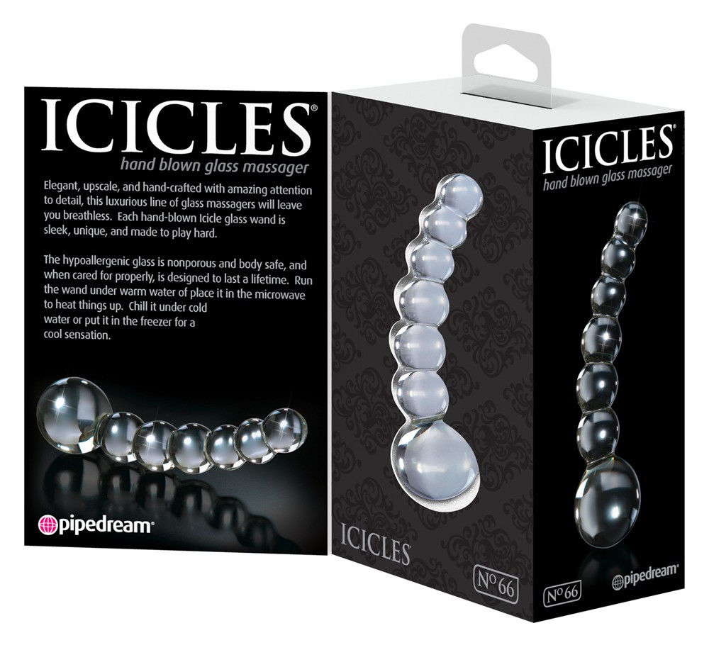 ICICLES NO. 66 - ÍVES, GÖMBÖS, ÜVEG DILDÓ (ÁTTETSZŐ)